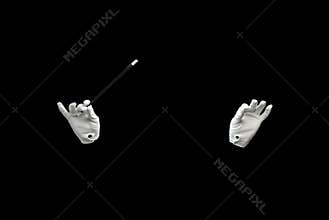 Magician hands with magic wand showing trick