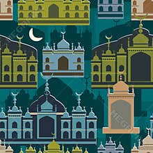 Malay Islam building seamless pattern
