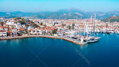 Marmaris stone castle and port Mediterranean sea Turkey.JPG
