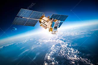 Space satellite over the planet earth