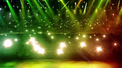 Concert stage green spotlight