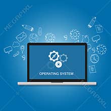 Os operating system software computer laptop screen gear icon concept