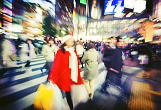 Japanese People Crowd Walking Cross Street Concept