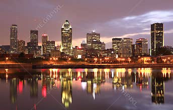 Montreal skyline at dusk, Quebec, Canada