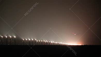 Plane landing in dark