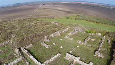 The ruins of the ancient Geto-Dacian settlement Dinogetia, aerial view