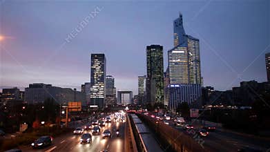 La Defense at night, Paris