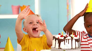 Happy kids at a birthday party