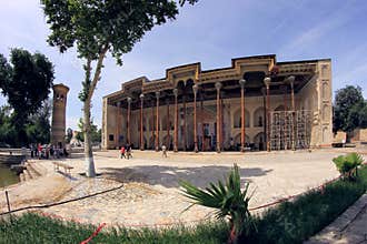 Bolo-Hawz mosque and minaret in Bukhara city, Uzbekistan