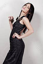 Woman in long black dress