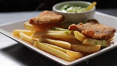 Fried Chicken Dish and Chips