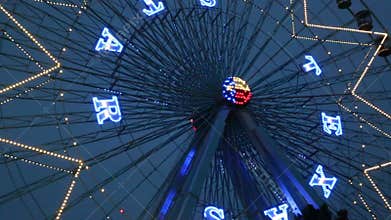 Beautiful Ferris wheel night scenes video