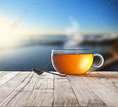 Morning Tea Time Cup Sky Background