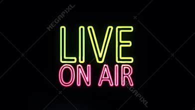 Live ON AIR Sign in Neon Style Turning On