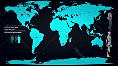 Futuristic Monitor with Glitches Show the World Under Zombies Attack