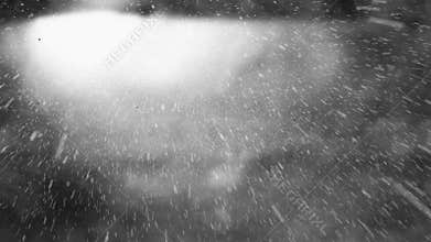 Big Snow storm With Lightnings and Heavy Dark Clouds