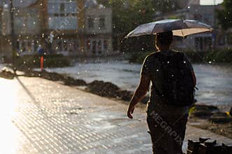 Man under rain
