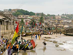 Boats on beach at Cape Coast