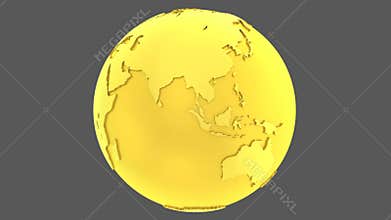 3D golden earth rotating gold globe