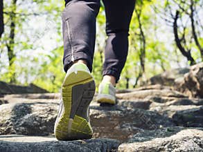 Woman Hiking Trail on Mountain Outdoor Travel adventure