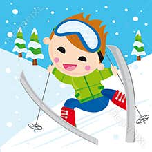 Boy skiing