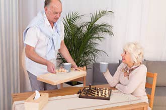 Tea break during chess contest