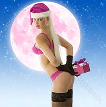 christmas girl in pink