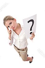 Businesswoman with question mark
