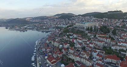 Aerial View Of Beautiful Small Town Sibenik.