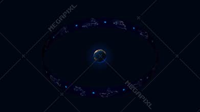 Armillary sphere, an animated segment. geocentric system