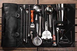 Set of barman equipment in case