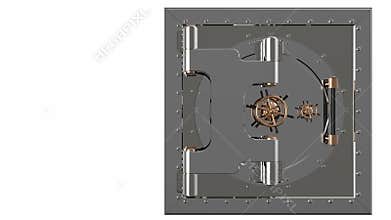 Opening of the vault door. 3D render