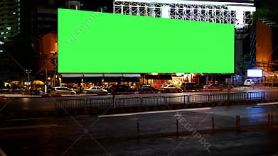 Blank Advertising Billboard green screen, for advertisement, time lapse.