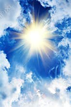 Beautiful sky with sun and clouds