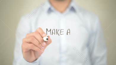 Make a Change, Man writing on transparent screen