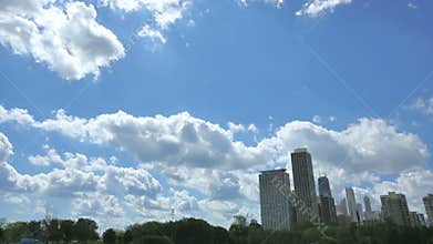 Chicago Skyline with Clouds Crossing the Sky