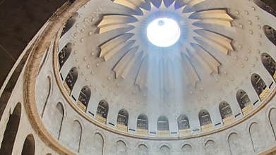 The dome of Church of the Holy Sepulchre timelapse in Jerusalem, Israel