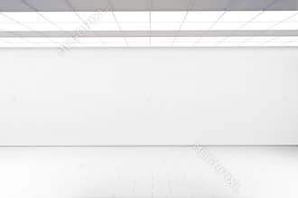 Empty big hall wall mockup, nobody, 3d rendering.