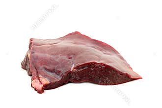 Raw pork liver isolated on white