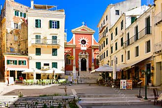 Corfu Town main square. Corfu island, in the Mediterranean sea
