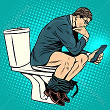 Businessman thinker on toilet
