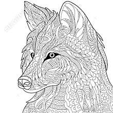 Zentangle stylized wolf