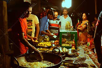 Night life in a Street food stall
