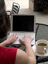 Coffee shop wifi laptop