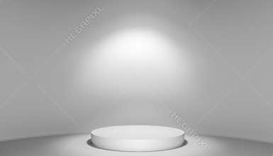 3D illustration of stage with podium and light
