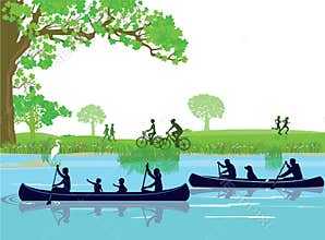 Canoeing in Summer in the Park
