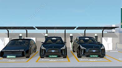 Car sharing station on the corner of the street