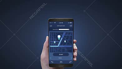 Touching navigation application on mobile screen, using road destination information.