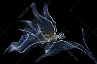 The smoke butterfly on a black background