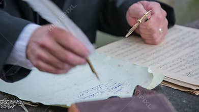 Writing a poem with a feather
